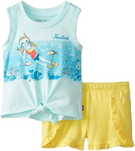 Buy Nautica Baby Girls' Front Tie Graphic Tank and Chambray Short Set ...