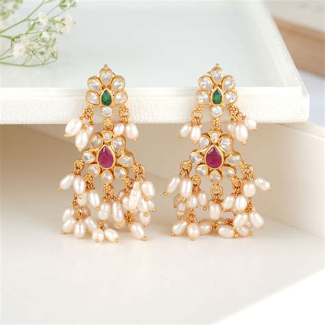 Buy 925 Silver Earrings Online | Gold Plated Silver Jhumkas Earrings ...