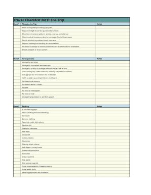 1 Plane Trip Checklist Form | pdfFiller