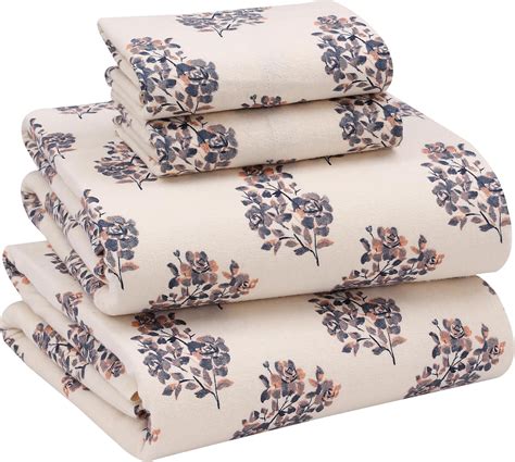 Amazon.com: Maxmal Home 100% Cotton 4 Pieces Flannel Sheet Set Queen ...