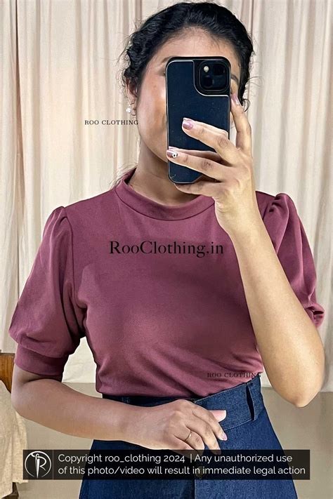 Onion Pink Crew Neck Puff Sleeves Top Only – ROO CLOTHING