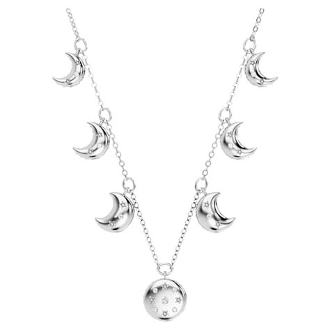 Luna choker, Moon, White, Rhodium plated | Swarovski