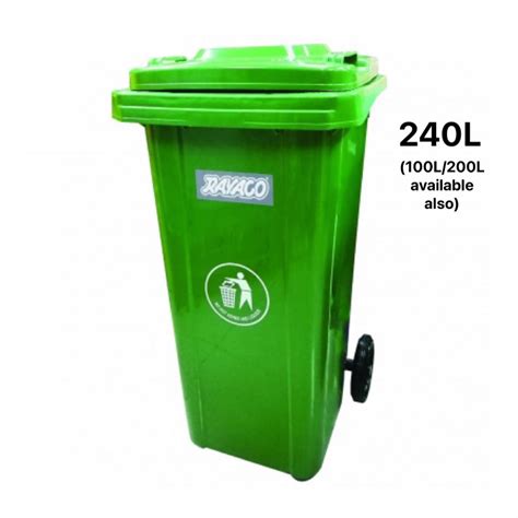 Rayaco RI-240G 240L Big Large Mobile Commercial Green Dustbin Garbage ...