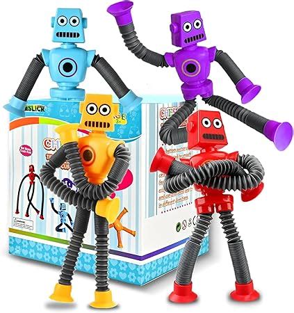 Buy PlayVista 4-Pack Pop Tubes Sensory Toys, Glowing Robot Fidget Tubes ...