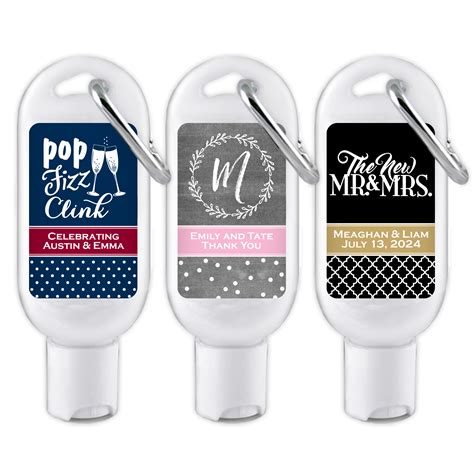 Personalized Hand Sanitizer Favors with Carabiner - Famous Favors