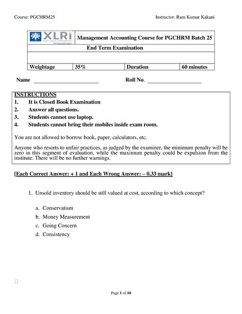 Quiz-2 sample - financial management - Management Accounting Course for ...