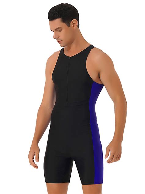 US Men's One Piece Swimsuit Surfing Wetsuit Front Zipper Bathing Suit ...