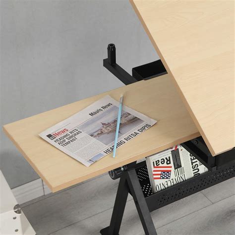 MEEDEN White Board Wood Drafting Table,Art Craft Desk with Height ...