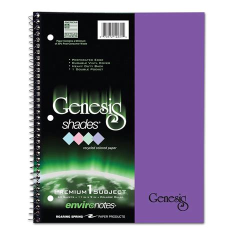 Roaring Spring Genesis Purple Shades Wirebound Notebook, One Subject ...