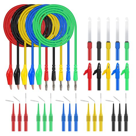 ZUYIYI 30PCS Back Probe Kit, 4mm Banana Plug to Copper Alligator Clips ...