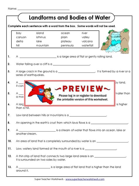 Landform Map Worksheet 的图像结果