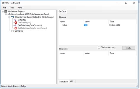 WCF Test Client 的图像结果
