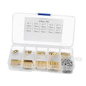 Xiedeai 270 pcs M2 Brass Metal Standoff Screw Double Head Round Knurled ...