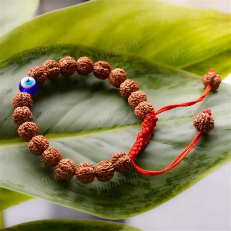 Authentic 5 Mukhi Rudraksha Evil Eye Tie-up Band – Japam