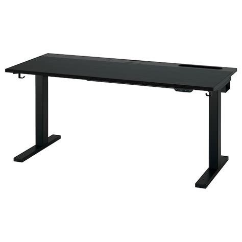 MITTZON desk sit/stand, electric black stained ash veneer/black, 140x60 ...