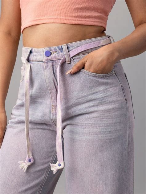 Buy Purple Denim Wide Leg Pants for Women Online in India