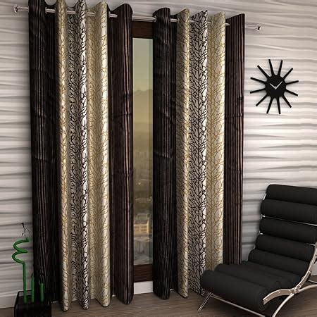 Home Sizzler Eyelet Polyester Door Curtains ,7ft (Set of 2)(Brown ...
