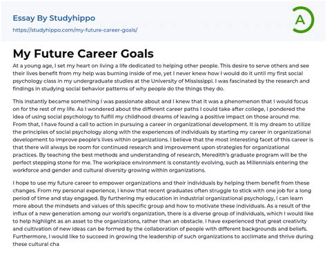 My Future Career Goals Essay Example | StudyHippo.com