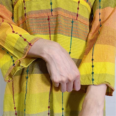 yellow and orange cotton long sleeves top | LEMON