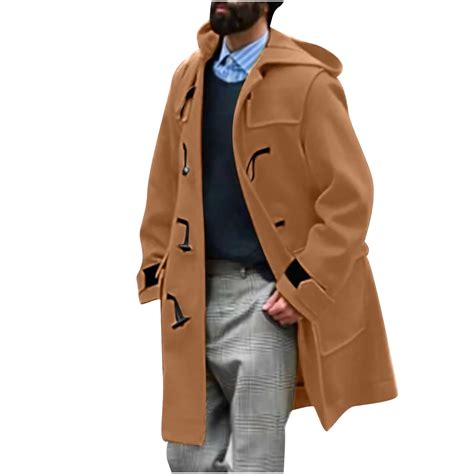 YLSDY Men's Winter Wool Blend Peacoat Notched Lapel Warm Thickened ...