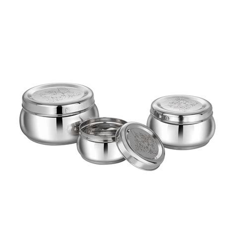 Pdd Falcon Steel Container Set of 3 Silver FP10029 - 4600ml – PddFalcon