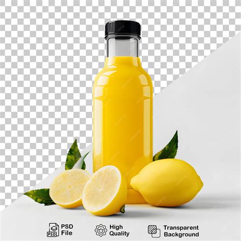 Premium PSD | Fresh lemon juice bottle isolated on transparent ...