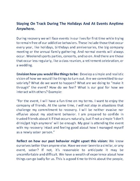 MTM - Staying Sober During Holidays and Special Events - Studocu