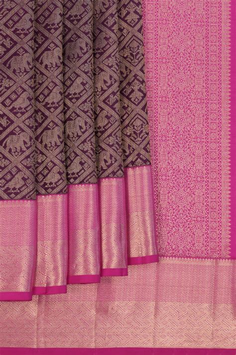 Kanchipattu Brocade Purple Saree – Kalanjali