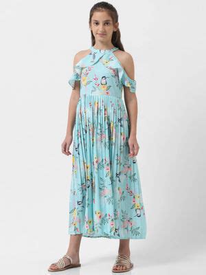 Buy VERO MODA Girl Floral Print Green Dress Online