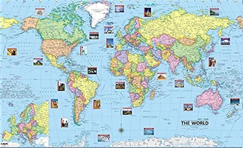 Buy World Political Map HD color Coated 100*70 cms Full size fold able ...