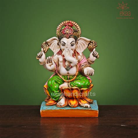 Lord Ganesha, Goddess Lakshmi & Saraswati Idols Marble Dust – Ekaa ...