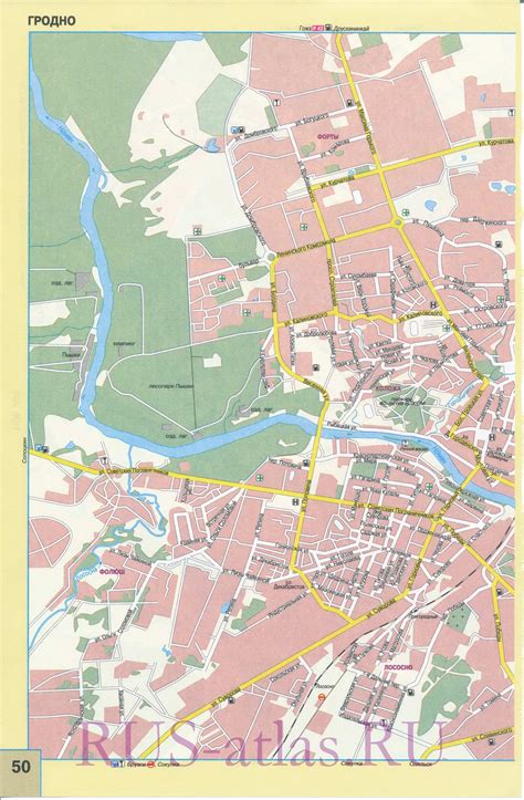 Карта Гродно. Подробная карта города Гродно с названиями улиц и схемой ...