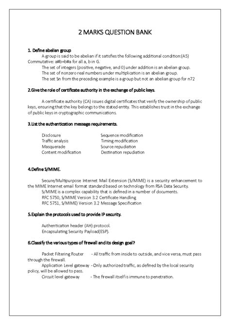 2 Marks question bank - 2 MARKS QUESTION BANK Define abelian group A ...