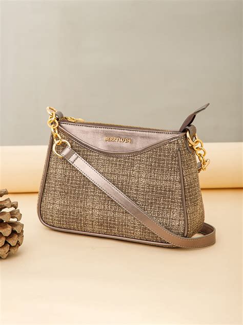 Berrylush Women Grey Checked One Handle Smart Casual Regular Shoulder Bag