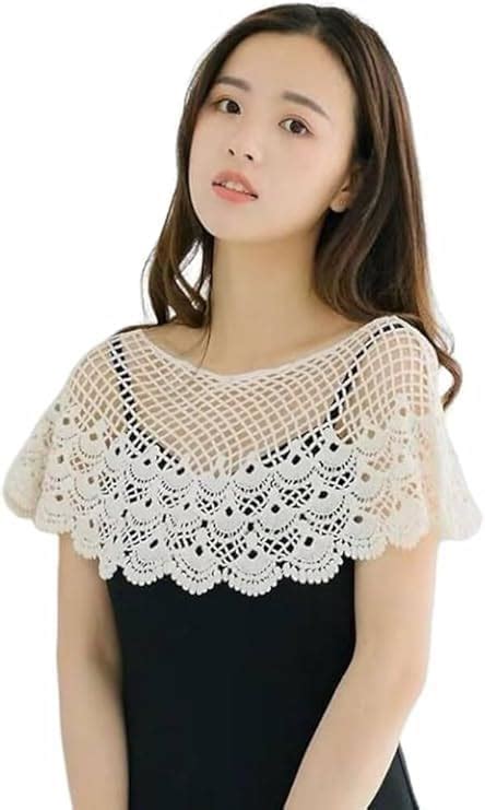ENZAMOL Lace Shawl Poncho Cape for Women Bridal Cape Short Shrugs Net ...