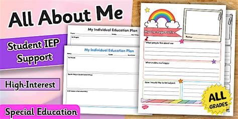 Student IEP Profile: All About Me Template for Special Ed