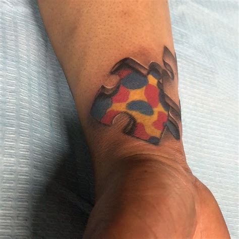 Autism Puzzle Piece Tattoo 3d