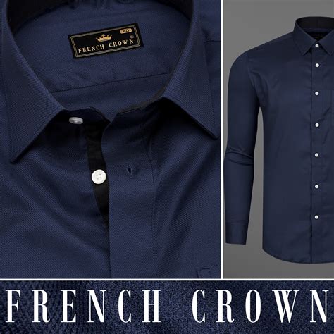 Firefly Navy Blue Casual/Formal Textured Premium Cotton Shirt For Men ...