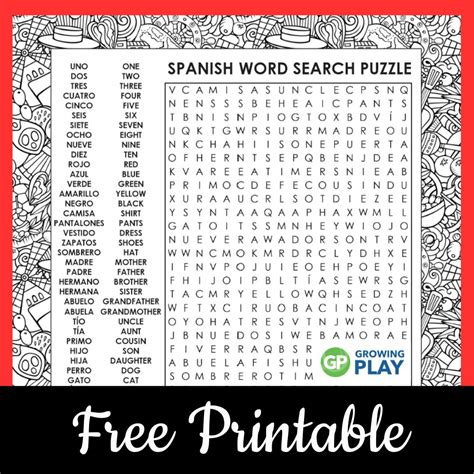 Spanish Word Search Puzzles Printable | FREE Printable HQ
