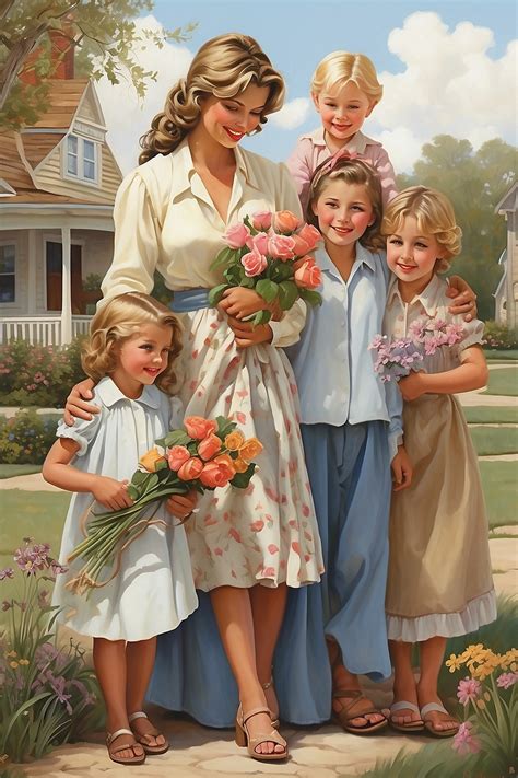 Vintage Mother And Children Art Free Stock Photo - Public Domain Pictures