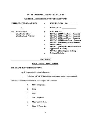 Fillable Online Micah Solomon indictment Fax Email Print - pdfFiller