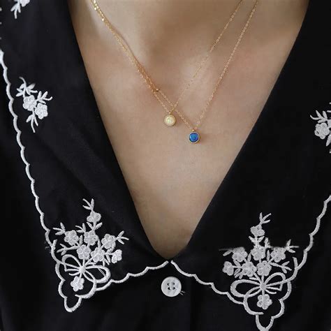 Anti-tarnish Waterproof Dainty Fire Opal Necklace – RosyWine