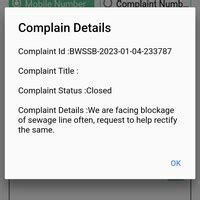 Bangalore Water Supply & Sewerage Board [Bwssb] — Blockage of sewage ...