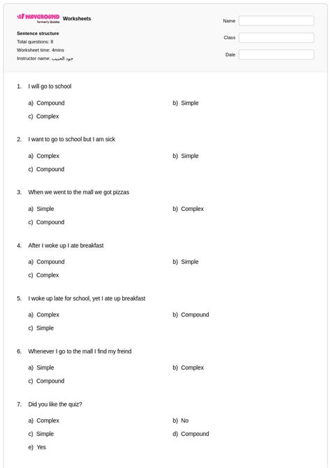 50+ Sentence Structure worksheets for Class 1 on Wayground | Free ...