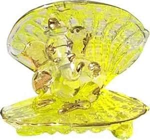 Somil Ganesha in Sheep Glass Showpiece (9 cm x 14 cm x 1.75 cm, Yellow ...