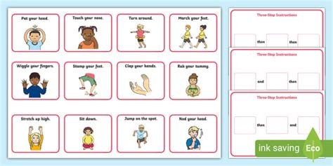 EYFS Three-Step Instruction Cards - Twinkl - SALT - Twinkl
