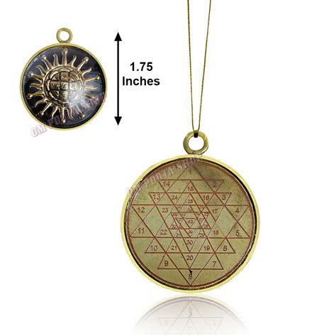 Shree Surya Yantra Round Pendant in Brass