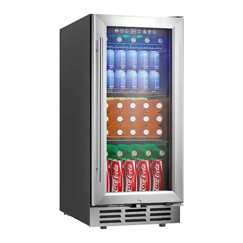 SIMZLIFE 15-in W 127-Can Capacity Silver Built-In/Freestanding Beverage ...