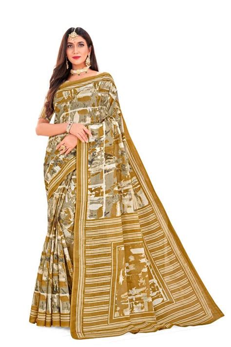 SHANVIKA Women's Pure Cotton Abstract Print Saree With Blouse Piece ...
