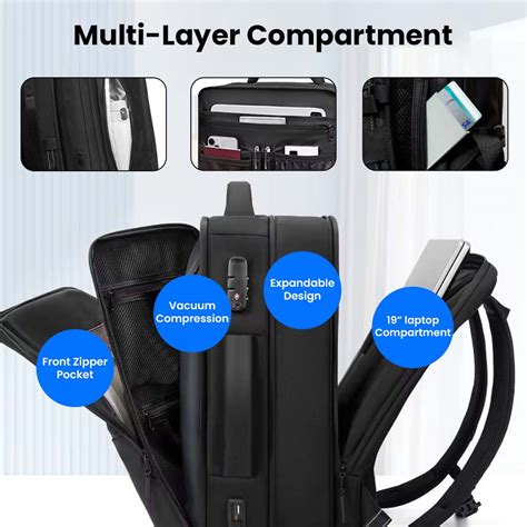 TECPHILE Smart Airpack Vacuum Travel Backpack 39-55L Expandable ...